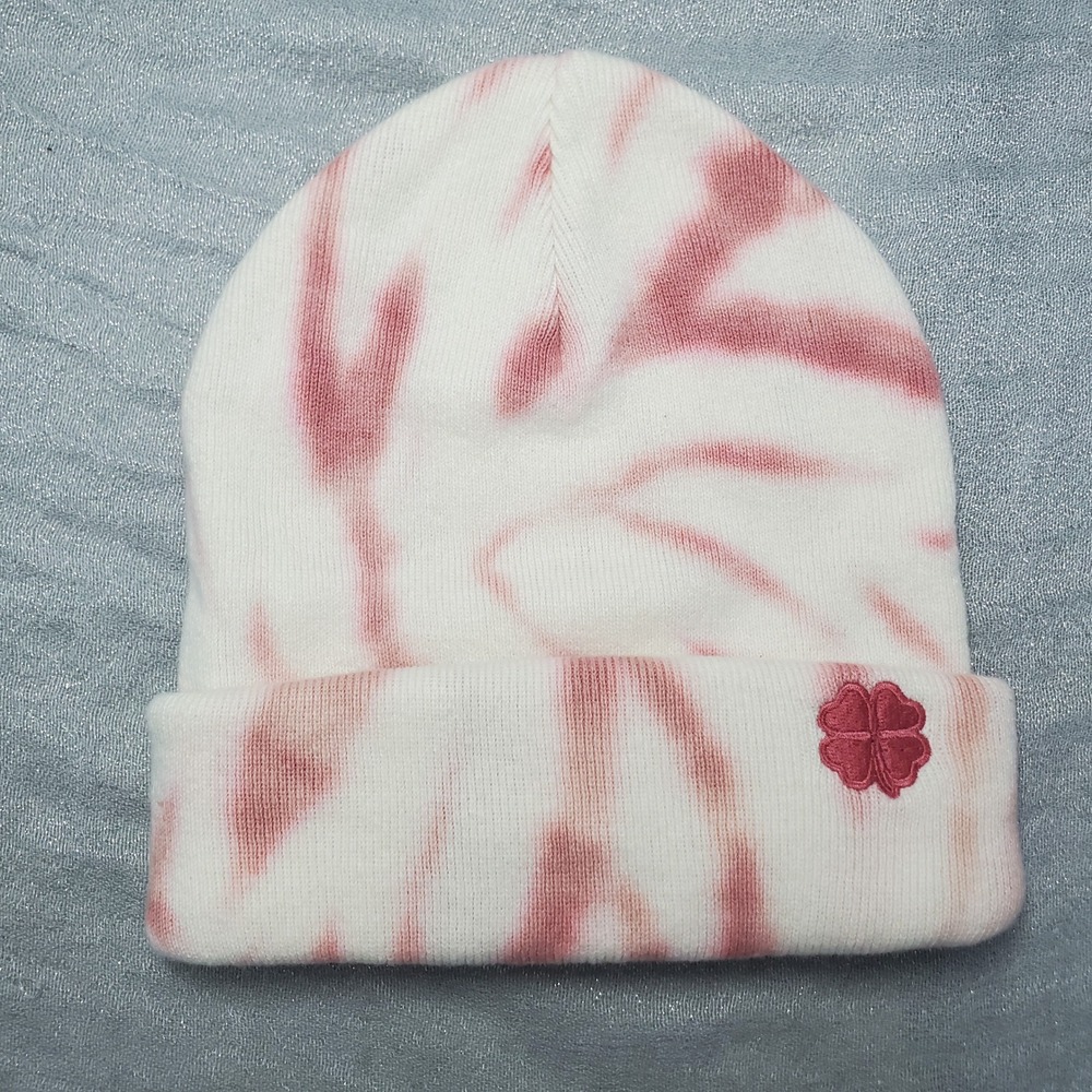 Lucky Brand Pink White Tie Dye Cotton Knit Clover Beanie Hat HHM0208‎ One Size